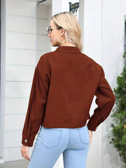 Casual Button Up Jacket with Pockets for Women