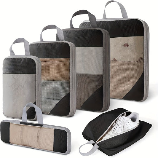 Mesh Travel Luggage Organizer Set - Durable Packing Cubes with Zipper Closure