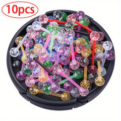 10pcs Colorful Acrylic Ball Tongue Barbell Stud Nipple Ring Tragus