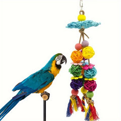 Parrot Toys Star Rattan Ball Shaped Bite Swing Bird Chewing Cage Hanging Decor