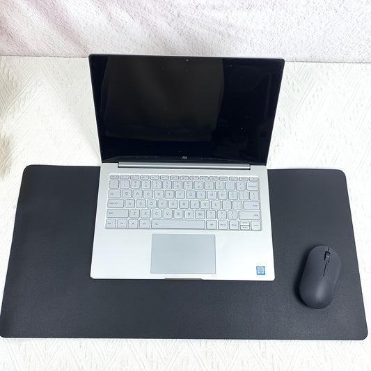 Pink Navy Gray Faux Leather Mouse Pad Set