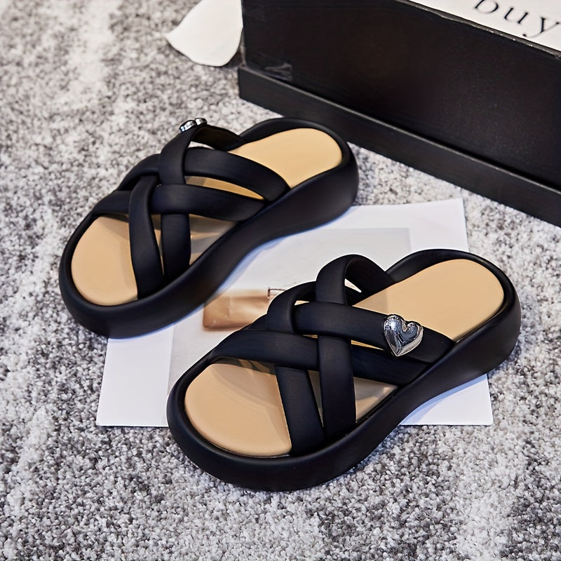 Women's Cross Strap Summer Slippers Sandals Thick Sole Comfortable Platform
