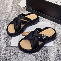 Women's Cross Strap Summer Slippers Sandals Thick Sole Comfortable Platform