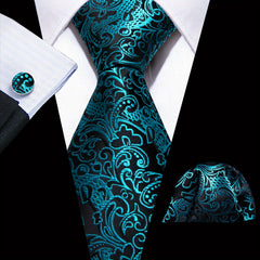 Barry Wang Men's Tie Floral Jacquard Set
