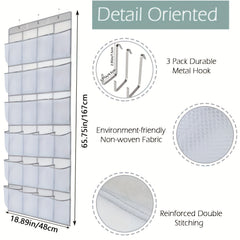 Breathable Storage Bag Rack 24 Large Mesh Pockets Hanging Shoe Organizer