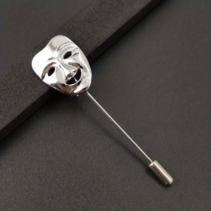 Men's Smiley Face Mask Brooch Suit Pin Accessory