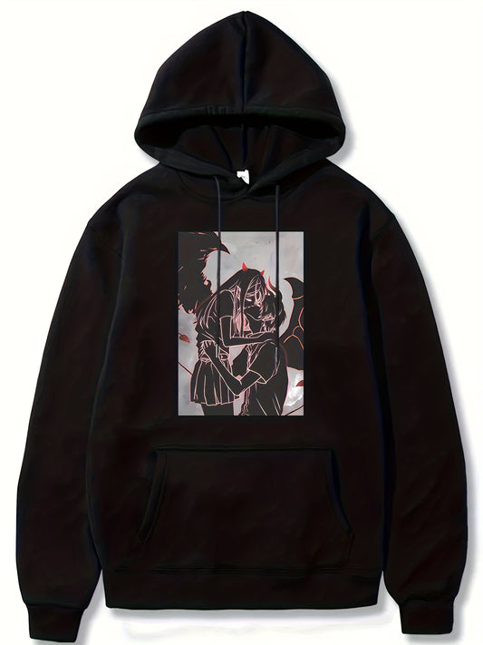 Anime Pattern Men's Hooded Sweatshirt for Fall Winter
