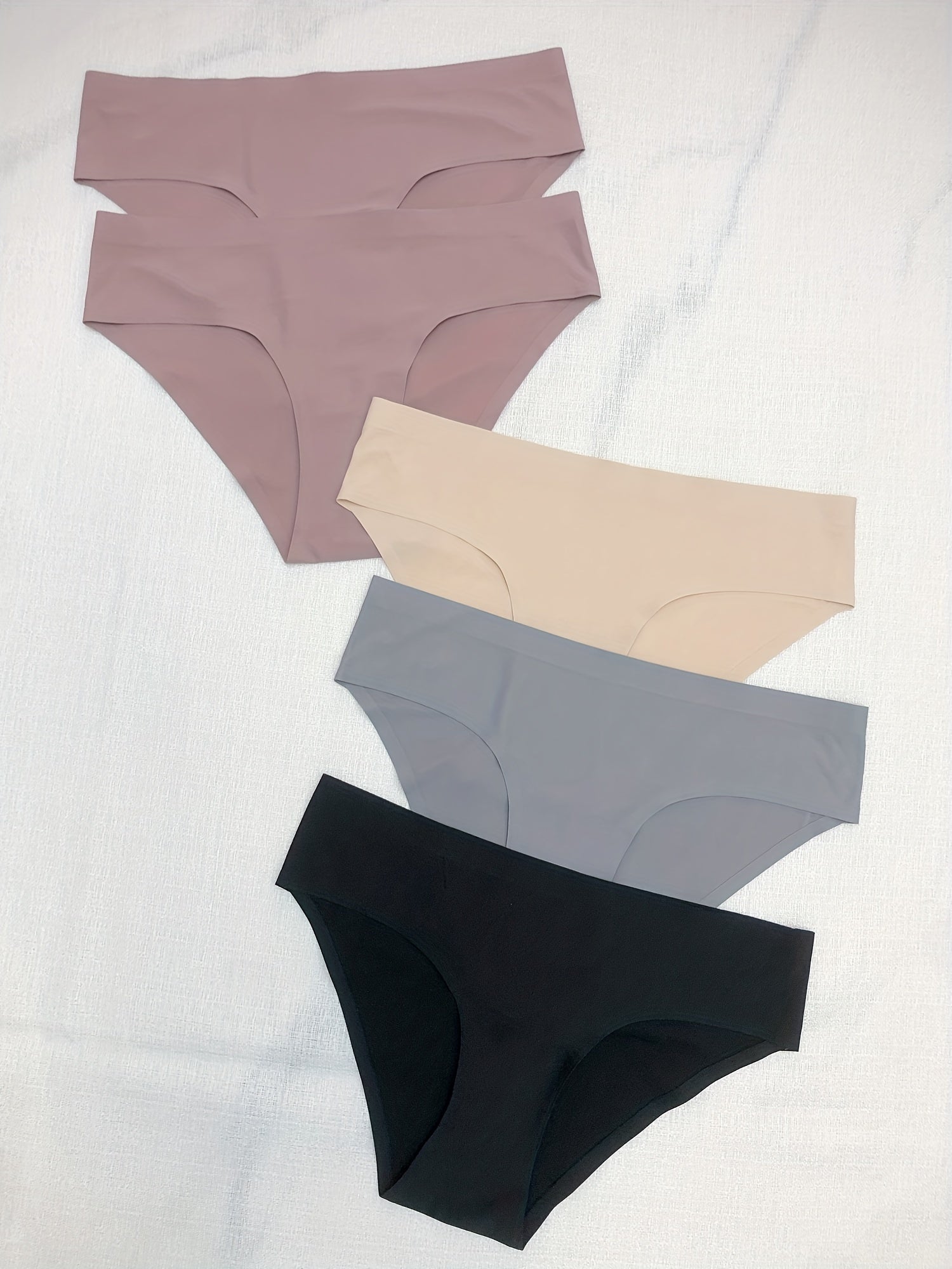 5 Seamless Solid Briefs Comfy & Breathable Low Waist Panties