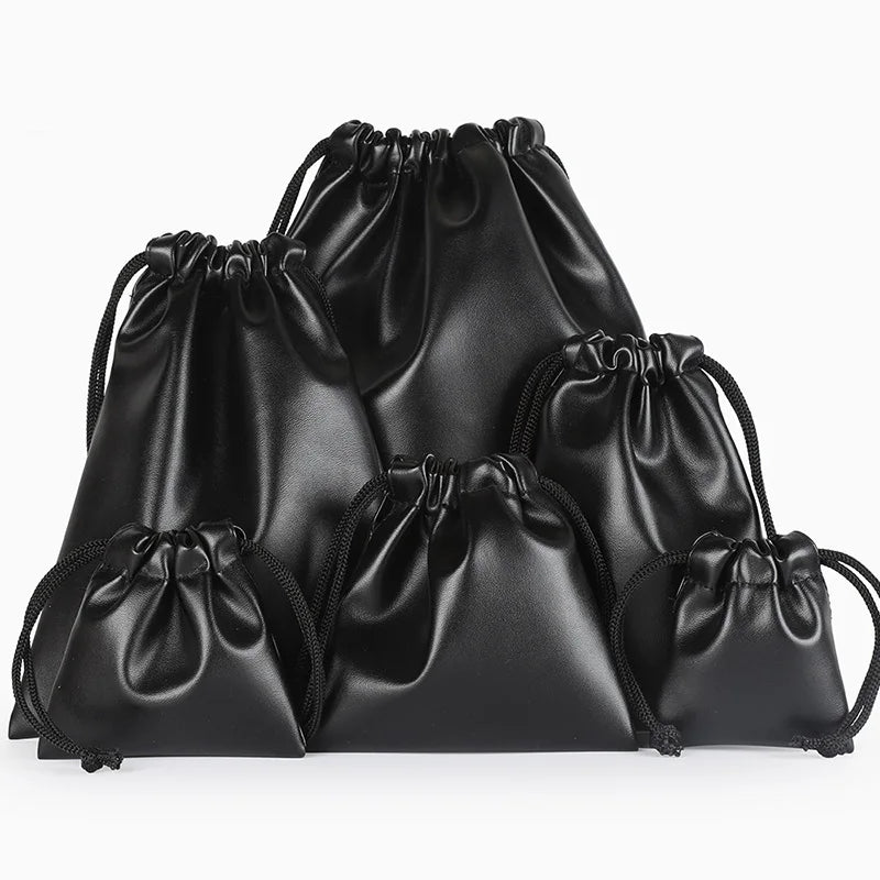 High PU Leather Headphone Drawstring Bag Soft Pouch