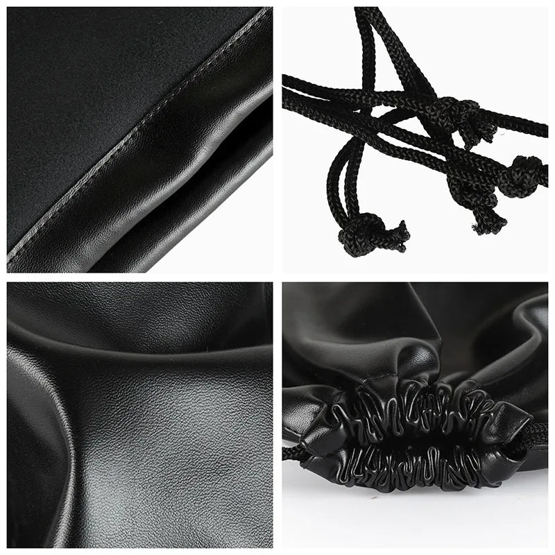 High PU Leather Headphone Drawstring Bag Soft Pouch