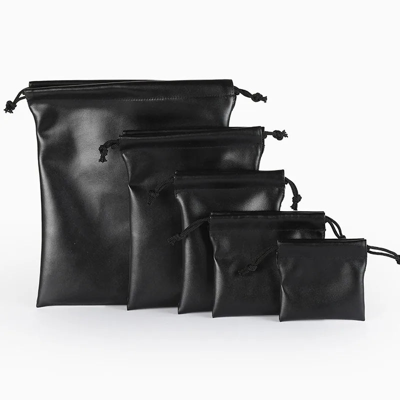 High PU Leather Headphone Drawstring Bag Soft Pouch