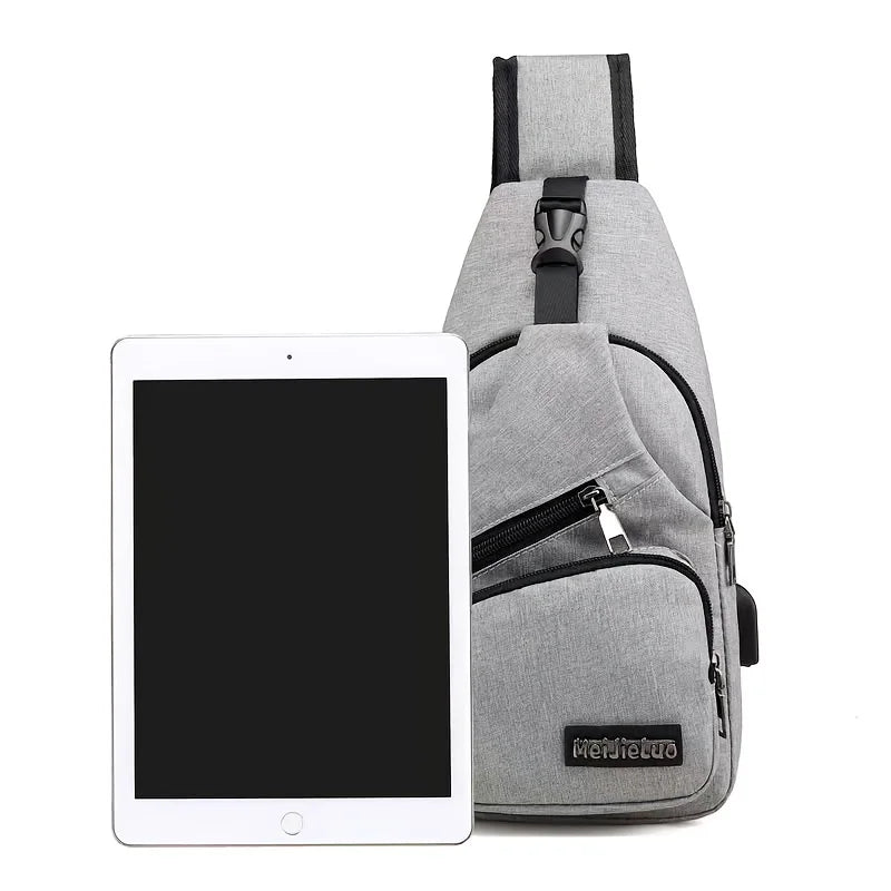 Men's Chest Bag Canvas Messenger Bag Large Capacity Oxford Cloth Shoulder Bag
