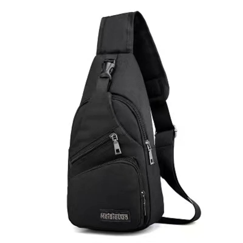 Men's Chest Bag Canvas Messenger Bag Large Capacity Oxford Cloth Shoulder Bag