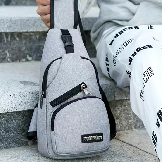 Men's Chest Bag Canvas Messenger Bag Large Capacity Oxford Cloth Shoulder Bag