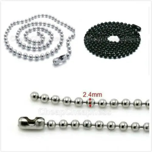 Military Mens Necklace Ball Bead Chain Link For Dog Tag&Pendant