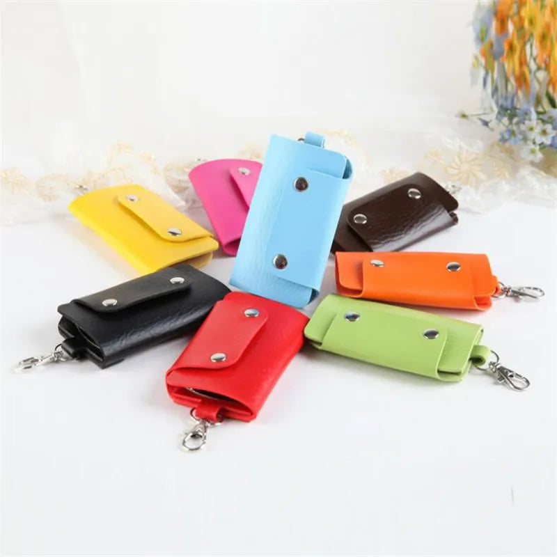 Portable Leather Keychain Holder Car Key Bag Case Unisex Wallet