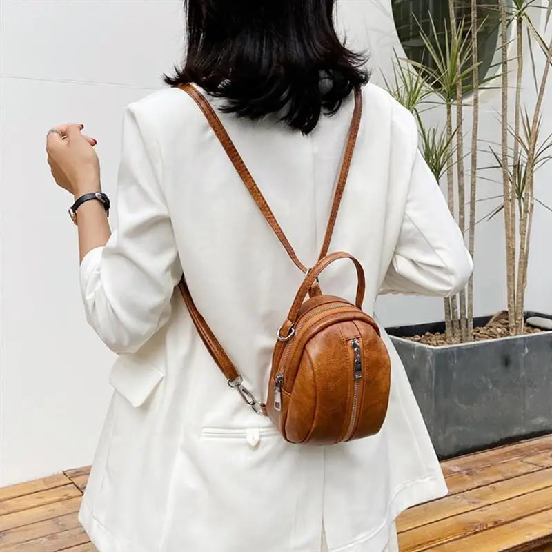 Vintage Soft Leather Backpack Shoulder Bag Travel Bag for Women