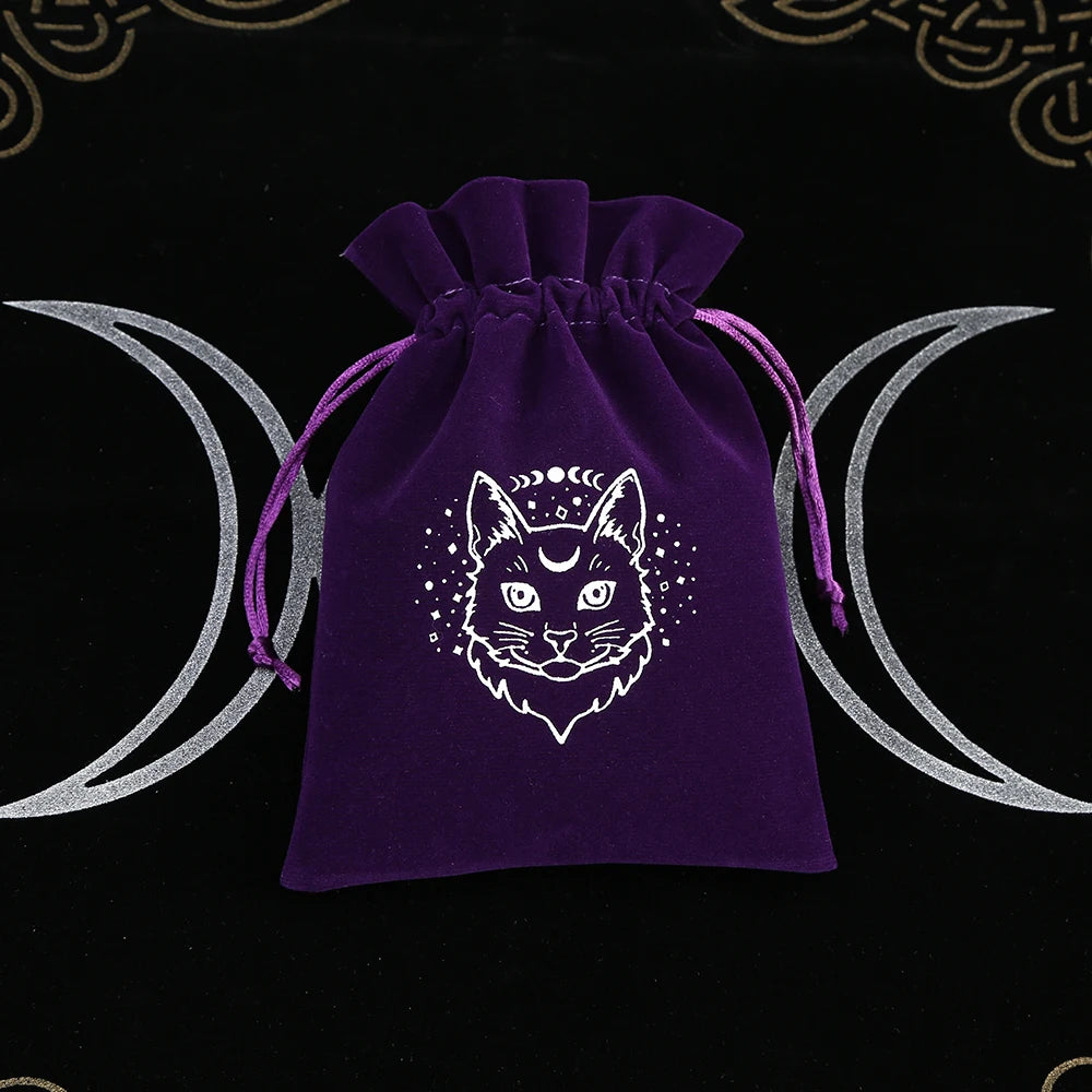 Velvet Moon Sun Tarot Storage Bag Embroidery Drawstring