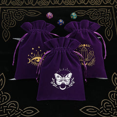 Velvet Moon Sun Tarot Storage Bag Embroidery Drawstring