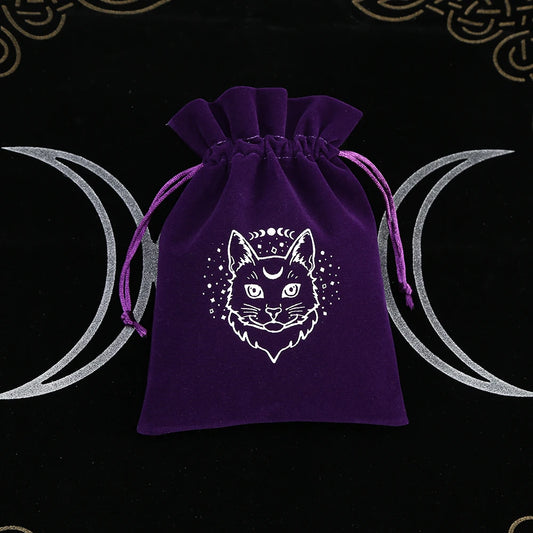 Velvet Moon Sun Tarot Storage Bag Embroidery Drawstring