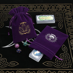 Velvet Moon Sun Tarot Storage Bag Embroidery Drawstring