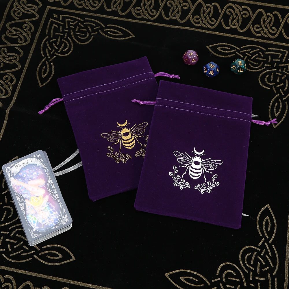 Velvet Moon Sun Tarot Storage Bag Embroidery Drawstring