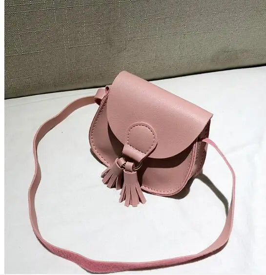 Kids Small Tassel Messenger Bag Solid Cover Crossbody Bag