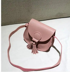Kids Small Tassel Messenger Bag Solid Cover Crossbody Bag