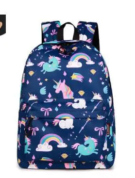 Preppy Unicorn Backpack Canvas Cartoon Double Shoulder Bag