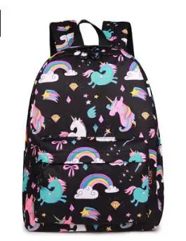 Preppy Unicorn Backpack Canvas Cartoon Double Shoulder Bag