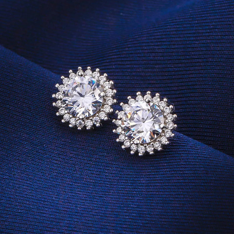 2.4ct D Moissanite Stud Earrings 925 Sterling Silver Platinum Plated