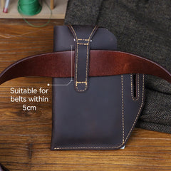Men's Running Waist Bag with Leather Phone Pocket