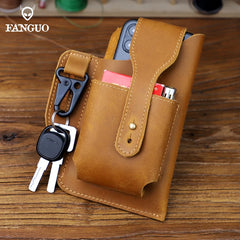 Men's Running Waist Bag with Leather Phone Pocket