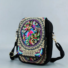 Ethnic Embroidery Shoulder Messenger Bag Vintage Canvas Women Small Purse