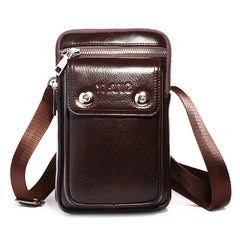 Men Business Leather Waist Pack Belt Bag Vintage Messenger Bag