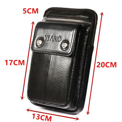 Men Business Leather Waist Pack Belt Bag Vintage Messenger Bag