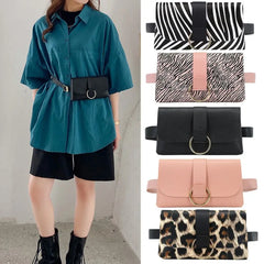 Leather Fanny Pack Ladies Belt Bag Leopard Stripe Waist Bag
