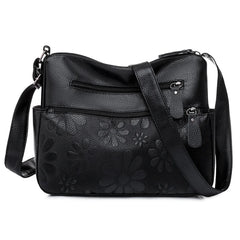 2 Layers Women's Shoulder Crossbody Handbags Multi-pocket Leather Messenger