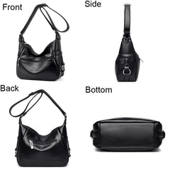 2-Layer Crossbody Bag for Women - Leather Shoulder Bag