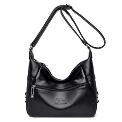 2-Layer Crossbody Bag for Women - Leather Shoulder Bag