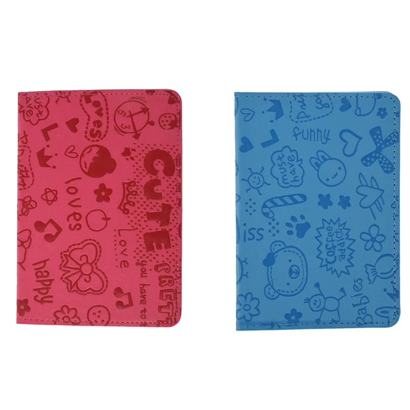 2 Pcs Leather Passport Holder & Rose Red Organizer Cover