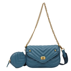 2 Pcs/set Small PU Leather Crossbody Bag Chain Shoulder Handbags