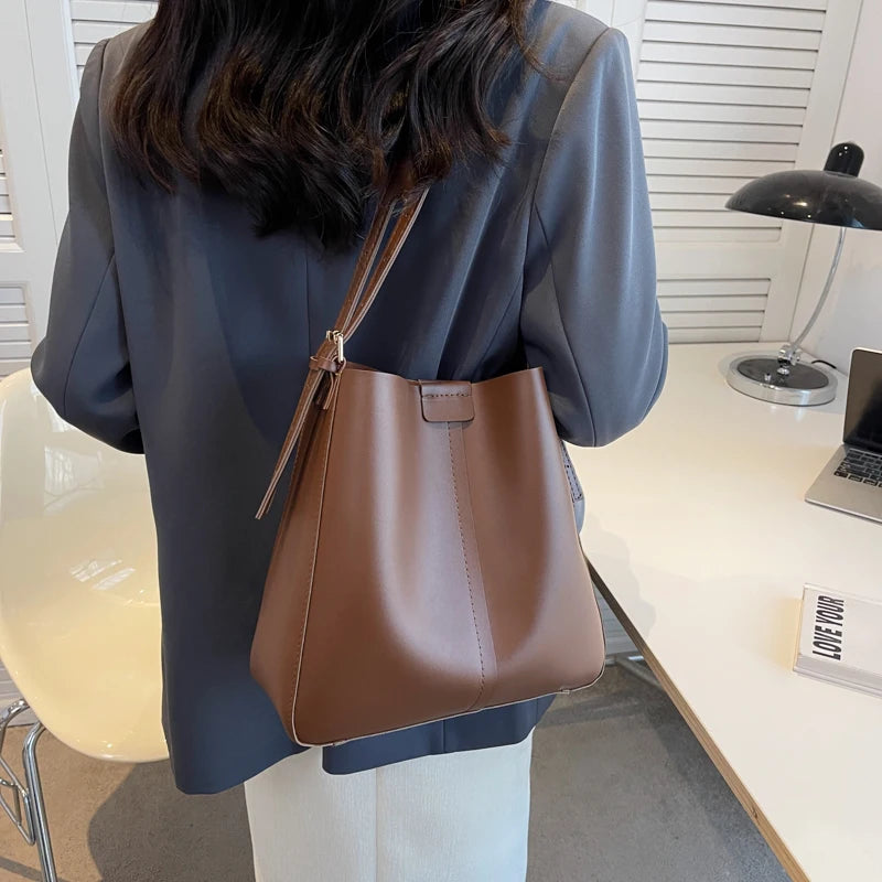 Small Pu Leather Shoulder Handbag Set for Women LEFTSIDE Totes Lady Vintage Cr