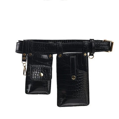 Women's Leather Flap Belt Bag Shoulder Chest Purse
