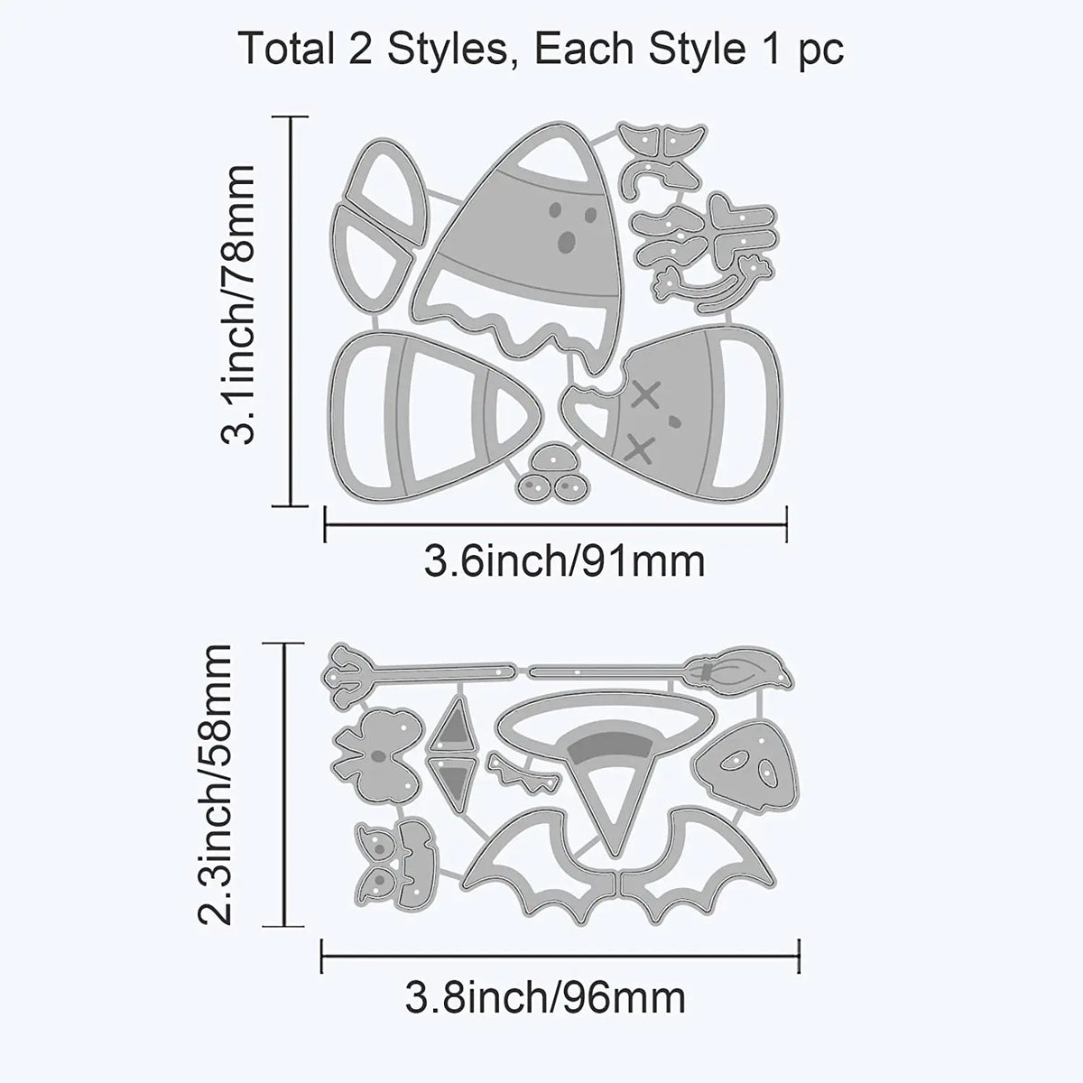 2 Sets Halloween Candy Corn Metal Cutting Dies for DIY Scrapbooking Embossing