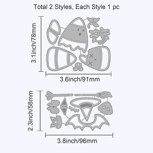 2 Sets Halloween Candy Corn Metal Cutting Dies for DIY Scrapbooking Embossing