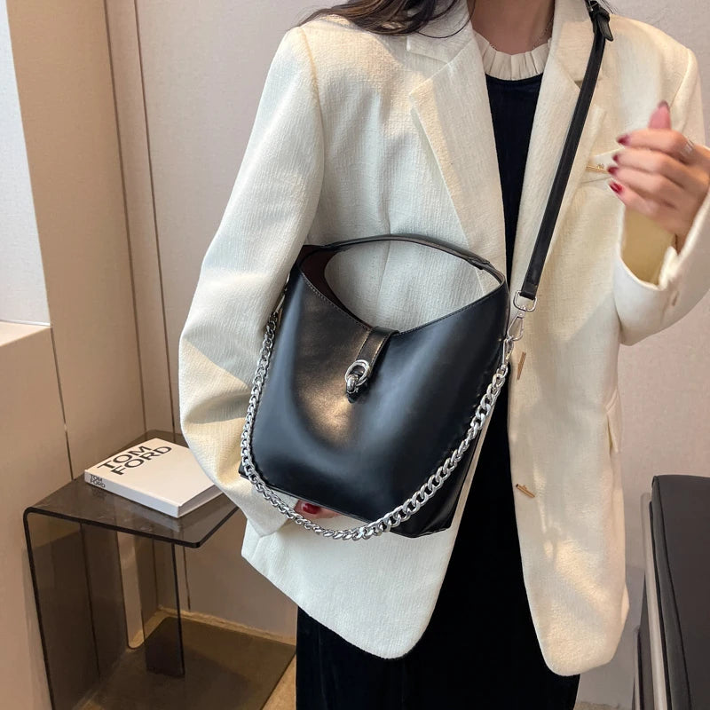 2-Piece Set PU Leather Shoulder & Crossbody Tote Bags for Women