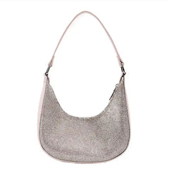 Bright Drill Chain Single Shoulder Bag Shimmer Diamonds PU Leather