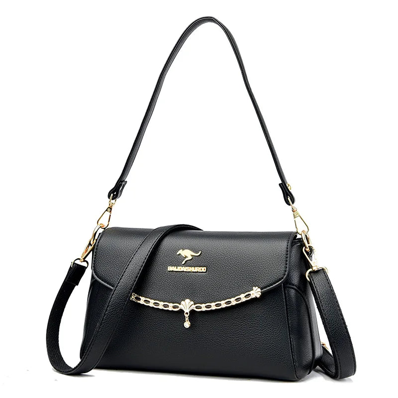 Sequined Split Leather Crossbody Bag for Women Small Handbag Shoulder Bag