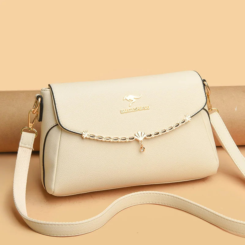 Sequined Split Leather Crossbody Bag for Women Small Handbag Shoulder Bag